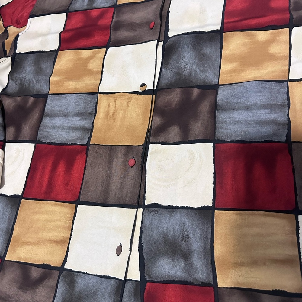 Vintage Patchwork Checkered Pattern Women's Blouse - image 4